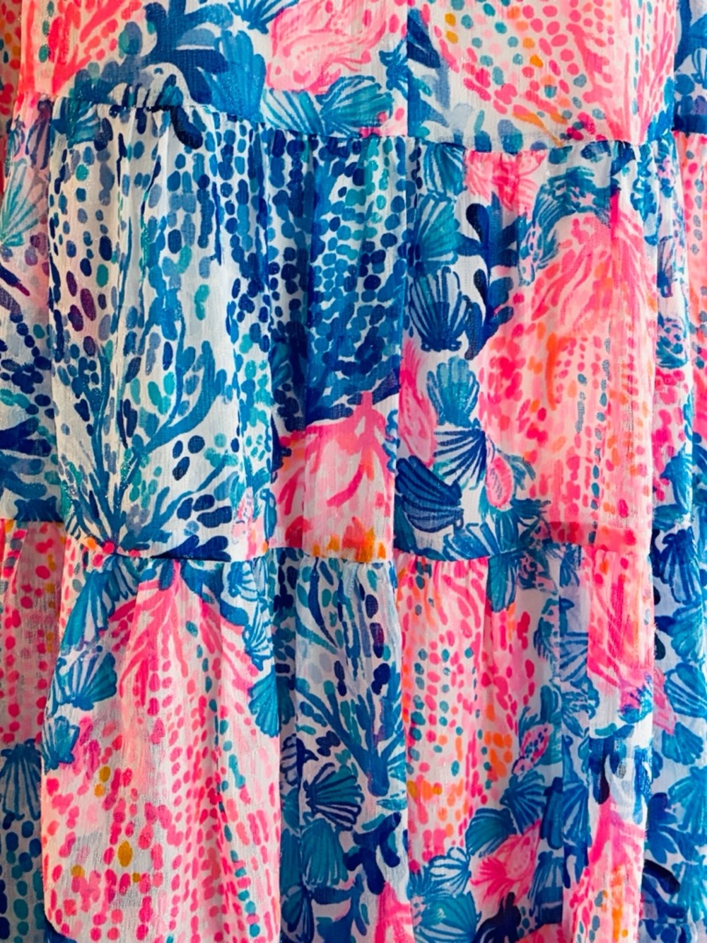Lilly Pulitzer Sarita Coastal Sway With Me Shimmer Dress 0 babydoll beach - Picture 5 of 12